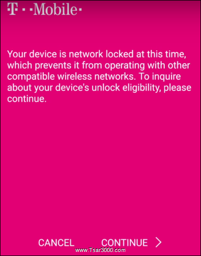 T-Mobile Device Unlock App Step 1