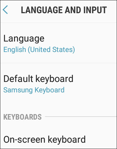 Samsung On-Screen Keyboard Option
