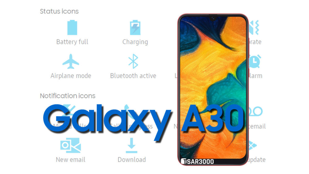 Samsung Galaxy A30 Status Bar icons Meaning