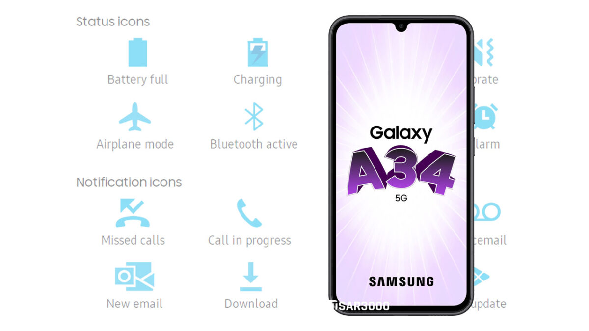 Samsung Galaxy A34 5G Status Bar And Notification Icons Meaning - Tsar3000