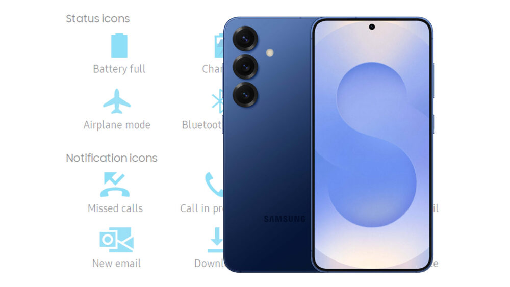 Samsung Galaxy S25 Status Bar and Notification Icons Meaning.