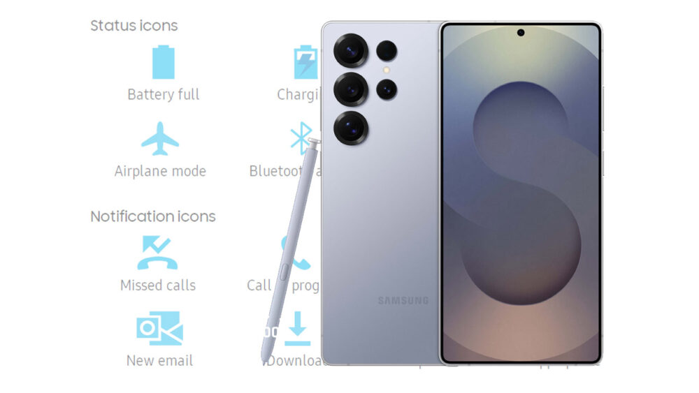 Samsung Galaxy S25 Ultra Status Bar and Notification Icons Meaning.